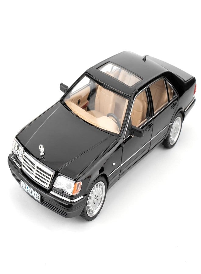 KING FORU Scale Exclusive Alloy Metal Pull Back Die-cast Car Model with Sound Light Mini Auto Toy for Kids Metal Model Toy Car with Sound and Light (1:24 Scale M-Benz W140 320SEL-BLACK) - Image 1